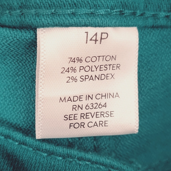 Westport Signature Fit Ankle Mid Rise Green Jeans Size 14P - Picture 6 of 7